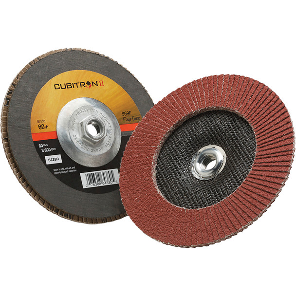 Cubitron™ II Flap Disc 969F, 60+, T27 Quick Change, 7 in x 5/8"-11 7100104947