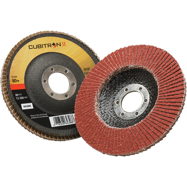 Cubitron™ II Flap Disc 969F, 80+, T29, 4-1/2 in x 7/8 in 7100104990