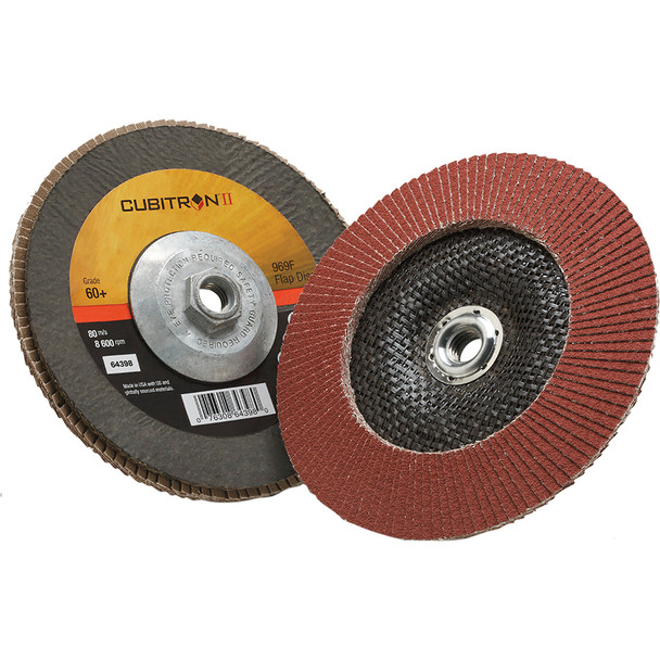 Cubitron™ II Flap Disc 969F, 60+, T29 Quick Change, 7 in x 5/8"-11 7100104908