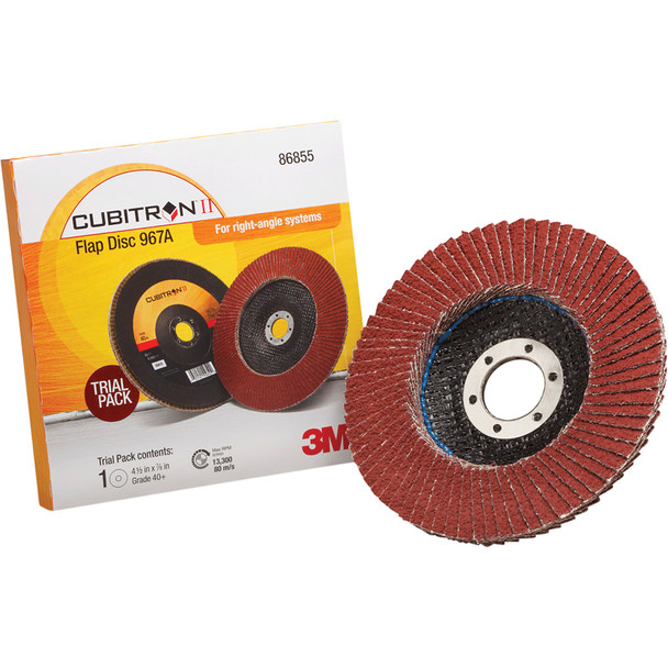 Cubitron™ II Flap Disc 967A, 40+, T27, 4-1/2 in x 7/8 in 7100094358