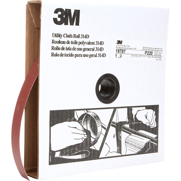 Utility Cloth Roll 314D, P220 J-weight, 1 in x 50 yd 7000118509