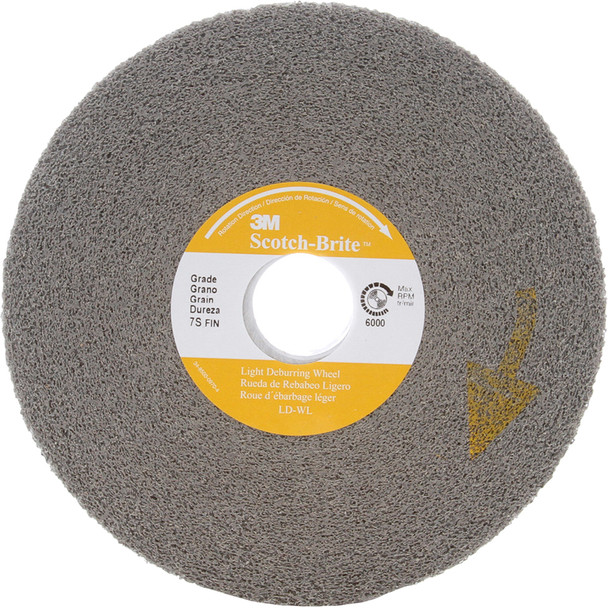 Scotch-Brite™ Light Deburring Wheel, LD-WL, 8S Fine, 6 in x 1 in x 1 in 7000000731