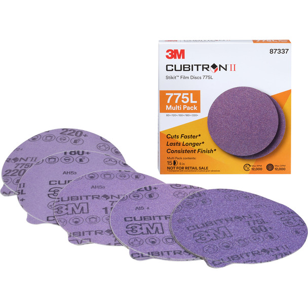 Cubitron™ II Stikit™ Film Disc 775L, 87337, Multi-Grade 80+ - 200+ 3MIL, 5 in x NH 7010363665