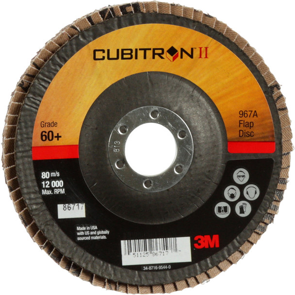 Cubitron™ II Flap Disc 967A, 60+, T29, 5 in x 7/8 in 7000148198
