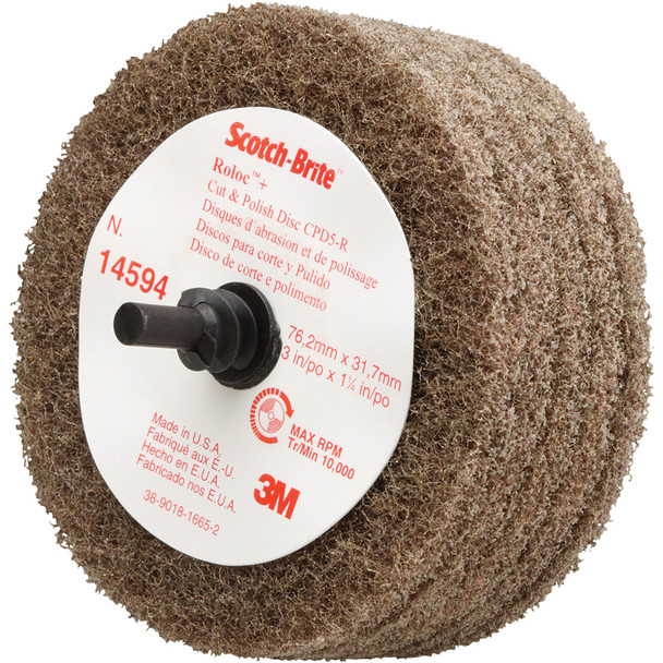 Scotch-Brite™ Roloc™+ Cut and Polish Disc D5, C5-ZR, A/O Medium, 3 in x 1-1/4 in 7000120704