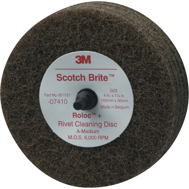 Scotch-Brite™ Rivet Cleaning Disc 07410, 4 in x 1-1/4 in A MED 7000120778