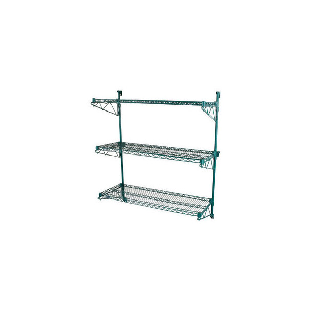 Nexel Poly-Green Adjustable Wall Mount Wire Shelving 3 Shelf Starter 48""Wx24""D