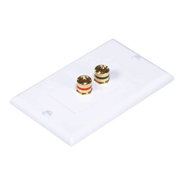 Monoprice A/V Wallplate,Banana Post,2pc,1Spkr,Wht 3324