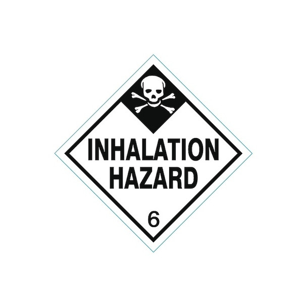 Inhalation Hazard DOT Label, Class 6, Black/White, Pk100