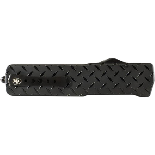 Small Premium Aluminum Lightweight Diamond Plate Dagger Serrated Black D2 SA-DPG-42-1