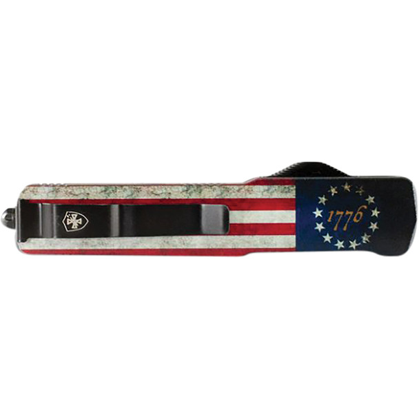 Slim Premium Aluminum Lightweight Betsy Ross Flag Tanto Serrated Black D2 MA-BRF-52-1