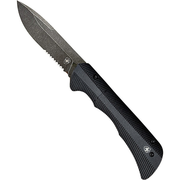 Assisted Aluminum Black Anodized Drop Serrated Black D2 AA-ABK-62-1