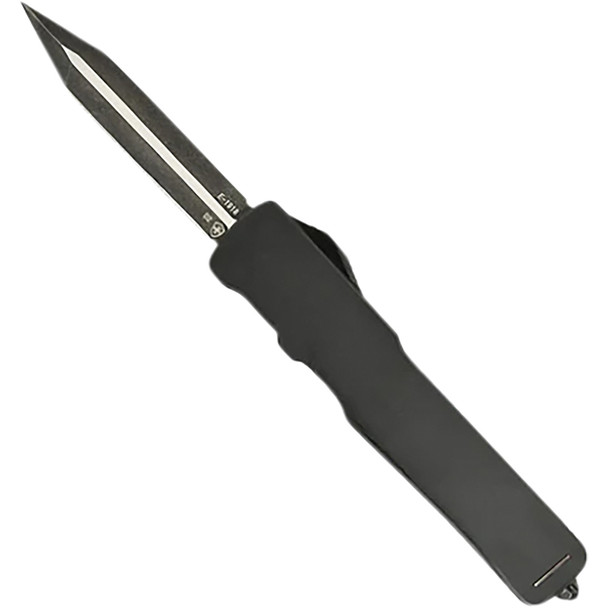 Excalibur Small Screwless Premium Aluminum Lightweight Black Rubber Black Dagger Serrated D2 XM-BR-42-1