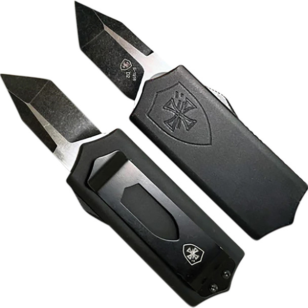 Excalibur Screwless Money Clip Aluminum Anodized Black Powder D2 Tanto XMC-ABK-22-1