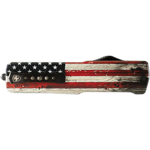 Small Premium Alloy Weighted Wood US Flag Tanto Serrated Black D2 SZ-WUS-52-1