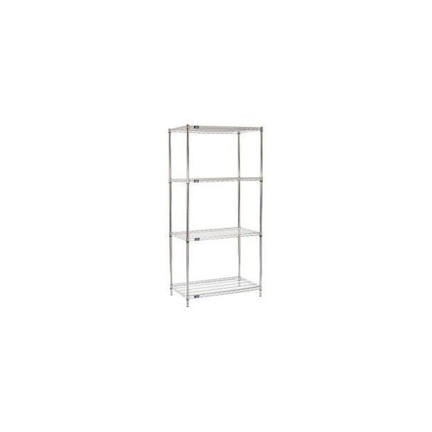 Nexel 4 Shelf Chrome Wire Shelving Unit Starter 36""W x 21""D x 96""H