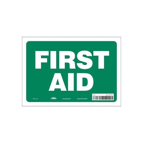 Condor First Aid, 10 in W x 7 in H, Vertical Rectangle, Vinyl, 471U37 471U37