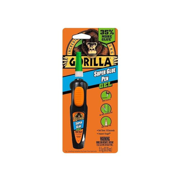Gorilla Glue Instant Adhesive, Super Glue Gel Series, 0.19 fl oz, Tube 109642