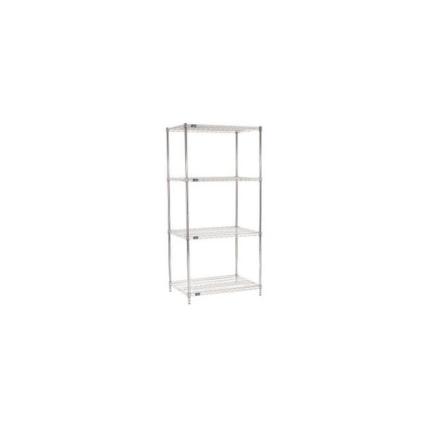 Nexel 4 Shelf Chrome Wire Shelving Unit Starter 42""W x 24""D x 96""H