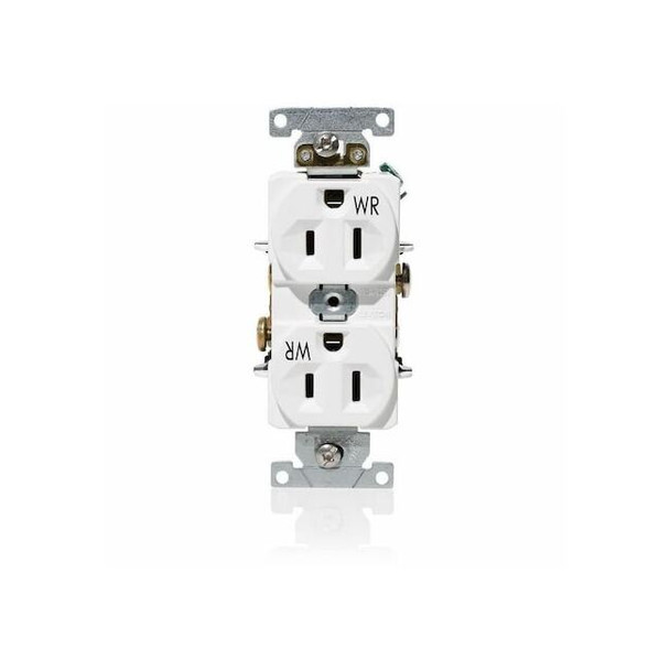 Leviton Duplex Receptacle Outlet,15A,White,125V WBR15-W