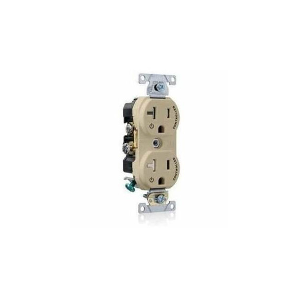 Leviton Duplex Outlet, Ivory 20A, 125V, TR TBR20-S2I