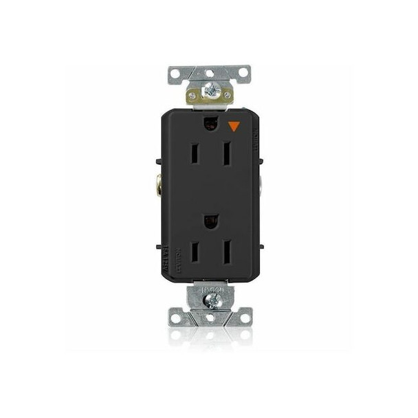 Leviton Duplex Outlet, Iso Grd, Black, 15A, 125V 16262-EIG