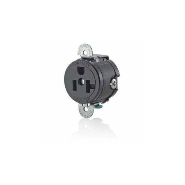 Leviton Single Receptacle Outlet,20A,Black,125V 5558-SS