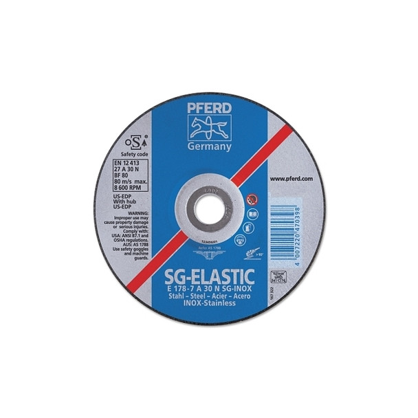 Premium SG-INOX Wheel, 5 in Dia, 1/4 in Thick, 7/8 Arbor, 30 Grit, Alum Oxide Pack of 10
