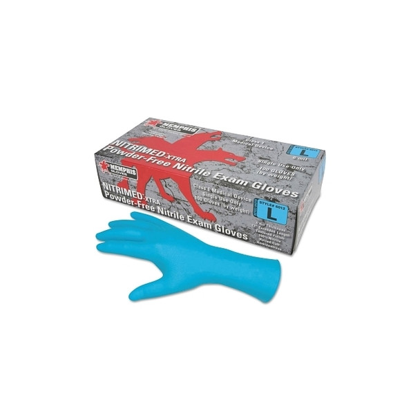 NitriMed™ Disposable Gloves, Powder Free, Textured, 6 mil, Medium, Blue