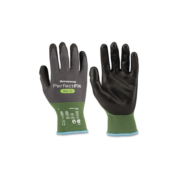 Perfect Fit Cut Resistant Gloves, Polyurethane Coating, 18 Gauge, A4/D Cut level, 9-L