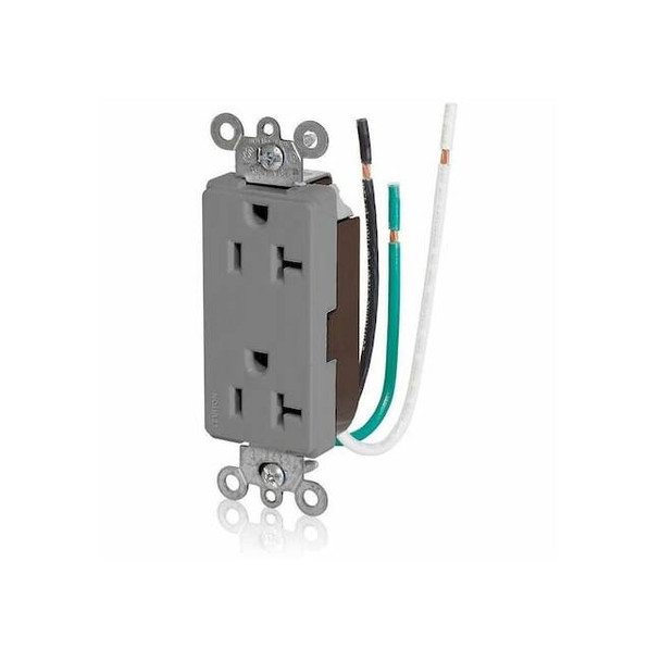 Leviton Receptacle Outlet,20A,Gray,125V 16352-LGY