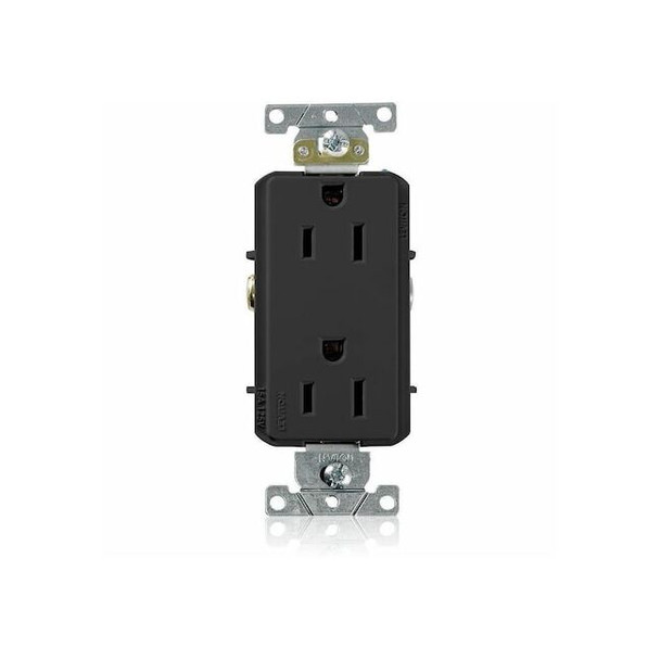 Leviton Receptacle Outlet,15A,Black,125V 16252-E