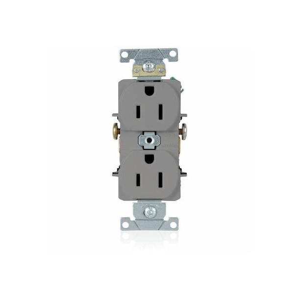 Leviton Duplex Receptacle/Outlet, 15 Amp 5242-GY