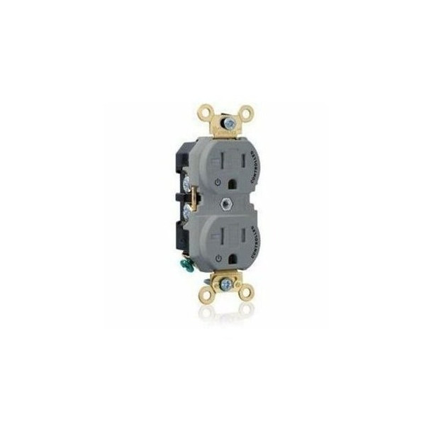 Leviton Duplex Outlet, Gray 20A, 125V, TR 5362-2PG