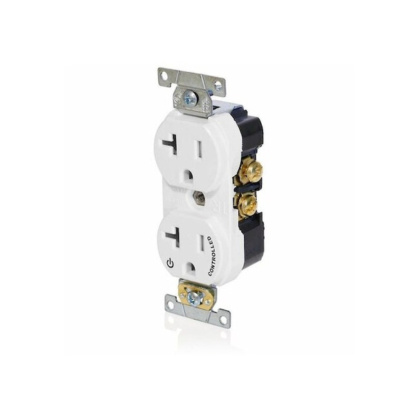 Leviton Duplex Outlet, White 20A, 125V, TR TBR20-S1W