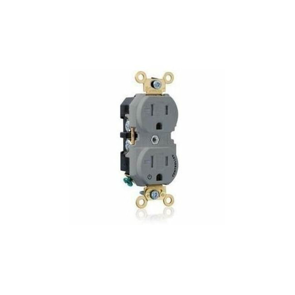 Leviton Duplex Outlet, Gray 20A, 125V, TR 5362-1PG
