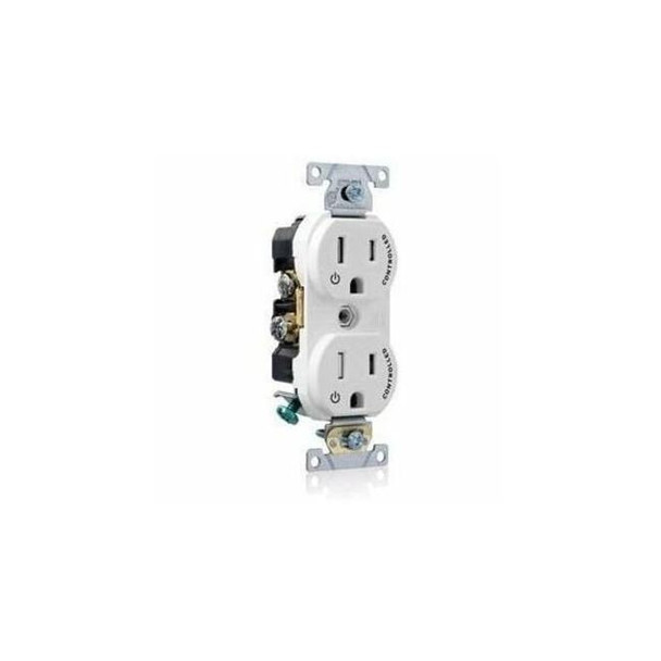Leviton Duplex Outlet, White 15A, 125V, TR TBR15-S2W