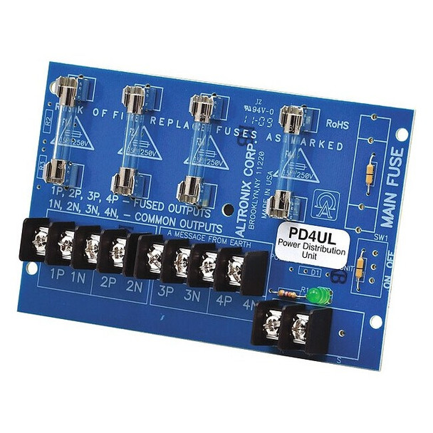 Altronix Power Dist Module 4 Output Fuse PD4UL