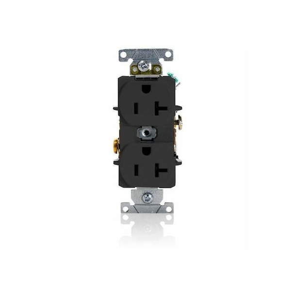 Leviton Duplex Outlet, Black 20A 125V 5352-E