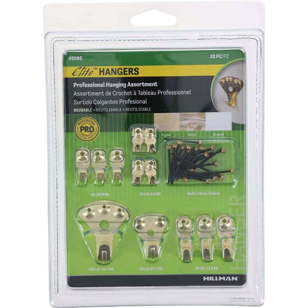 Hillman Elite 10 to 100 Lb. Professional Picture Hanging Assortment (32-Piece)