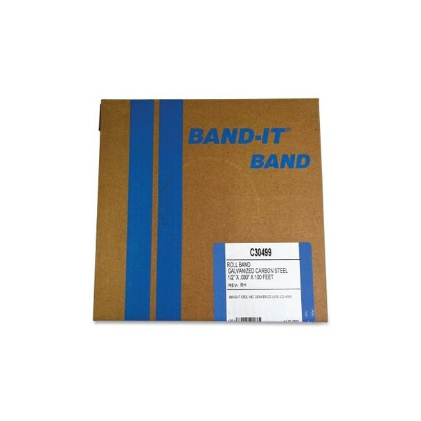 Bands, 1/2 in, 100 ft, 0.03 in, Galvanized Carbon Steel