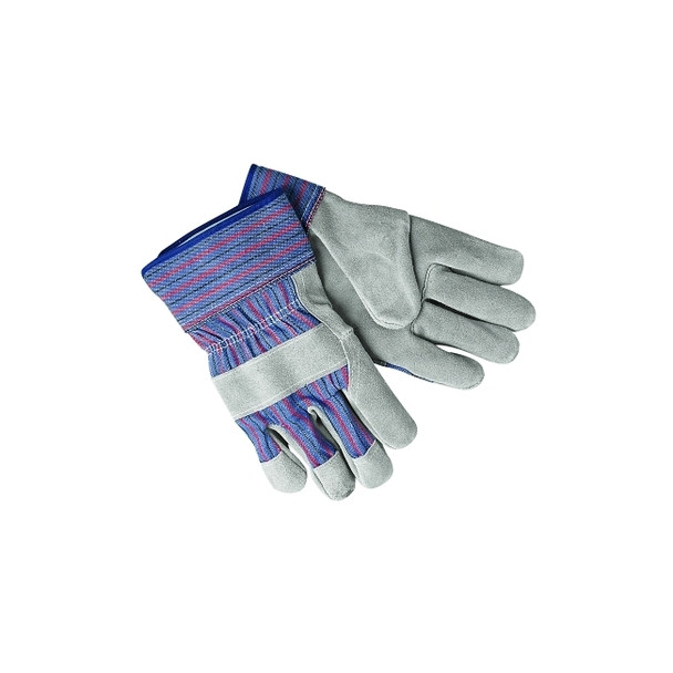Select Shoulder Split Cow Gloves, Large, B Select Cowhide, Blue w/Red Stripes Pack of 12