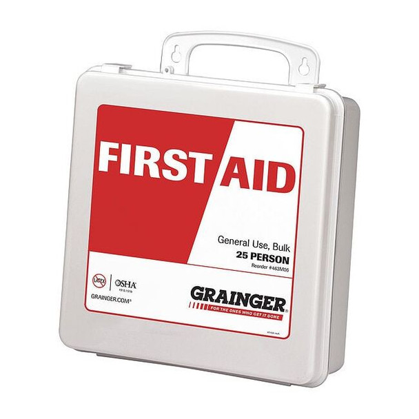 First Aid Kit and Housing, Plastic 87 Components, 25 People Served