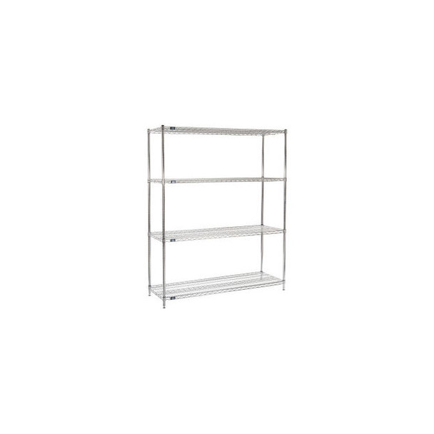 Nexel 4 Shelf Chrome Wire Shelving Unit Starter 72""W x 21""D x 96""H