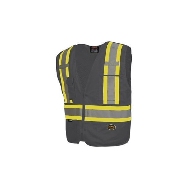 6935AU/6936AU/6937AU HV Zip-Up Snap Break Away Safety Vest, X-Large, Black