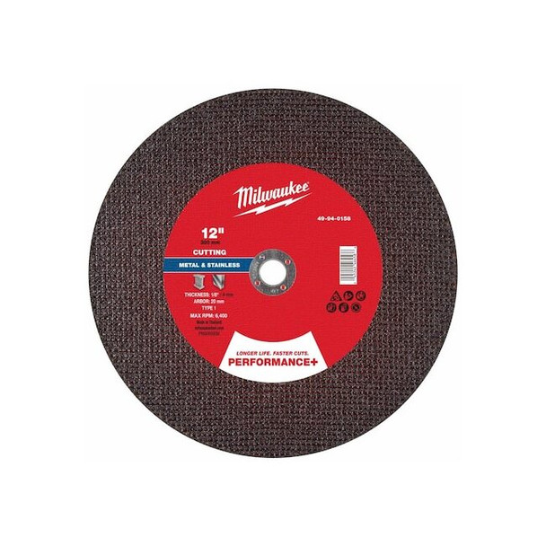 Milwaukee Tool Cut-Off Wheel,20mm Sz,12" dia. 49-94-0158 Pack of 10