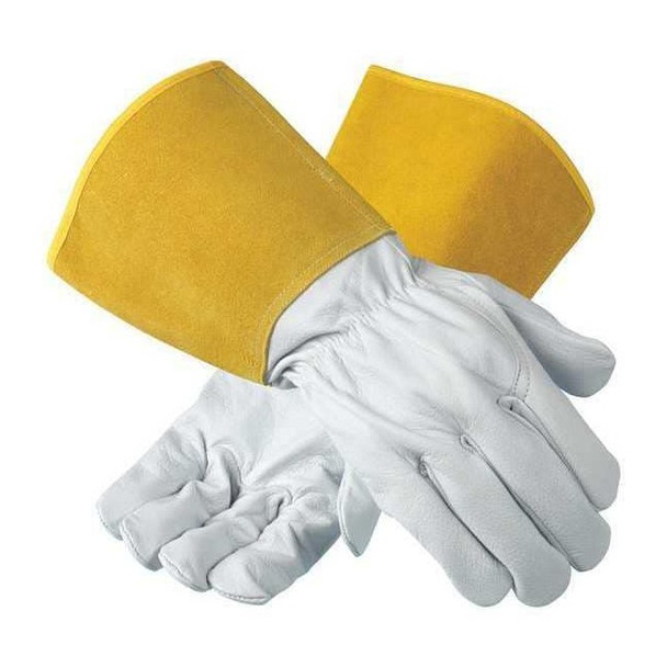Welding Gloves, Gauntlet Cuff, Wing Thumb, Premium Goatskin, 10, 1 PR