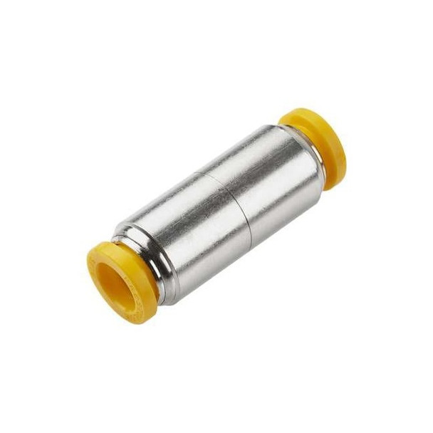 Parker Metric Metal Push-to-Connect Fitting, Brass, Silver 62PLP-10M-12M