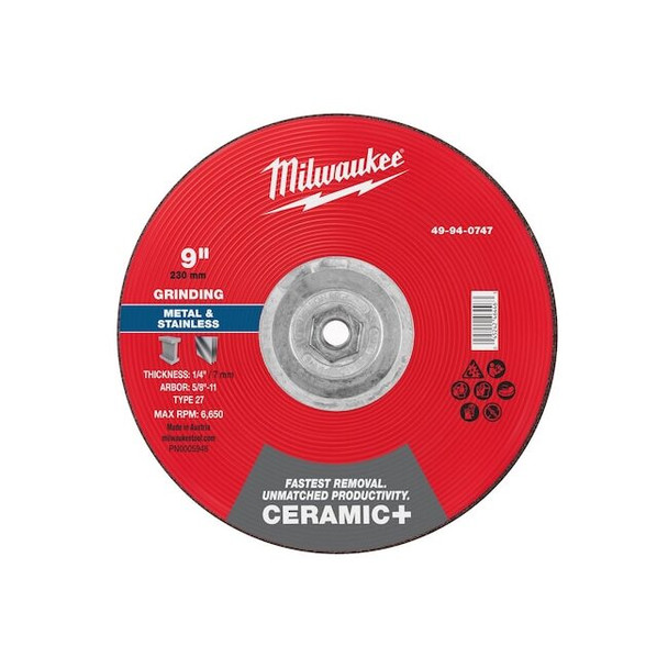 Milwaukee Tool Grinding Wheel,9" dia. 49-94-0747