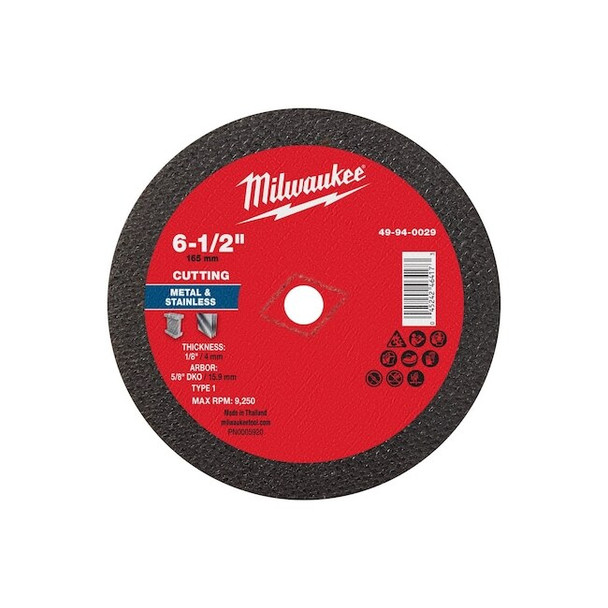 Milwaukee Tool Cut-Off Wheel,5/8" Sz,6 1/2" dia. 49-94-0029
